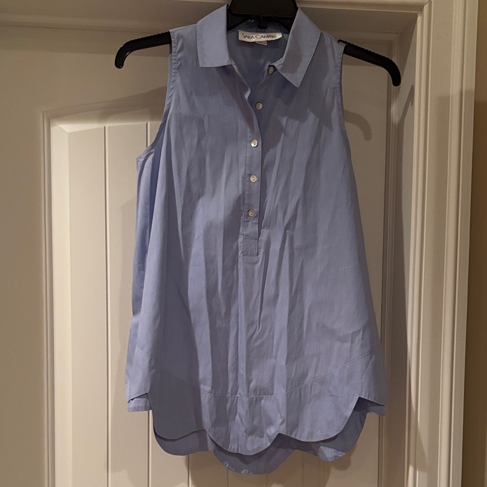 Sara Campbell Light Blue Sleeveless Blouse